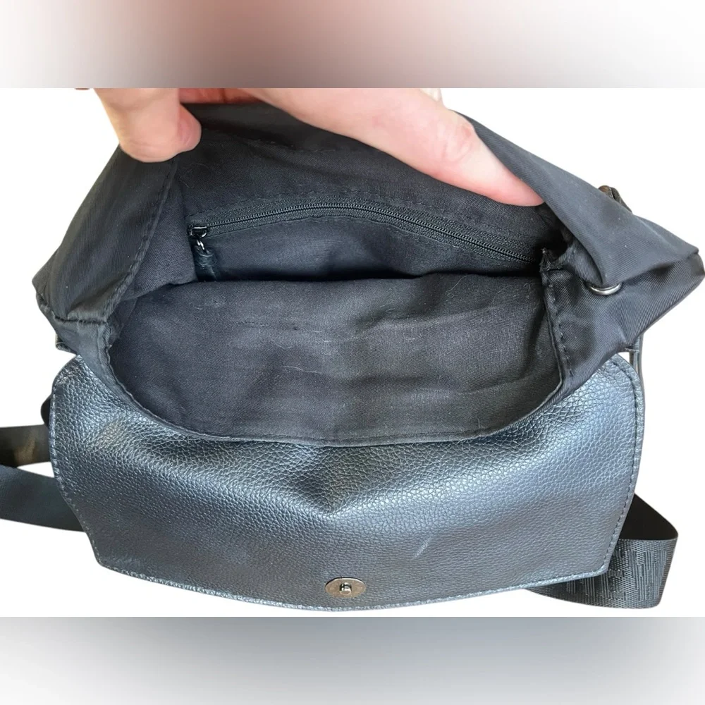 Botkier New York Trigger Mini Backpack Purse Bag Polyester Faux Leather Black